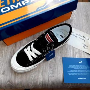 SEPATU COMPASS RETROGRADE LOW BLACK WHITE PRIA WANITA