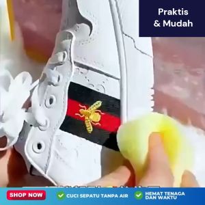 Pembersih Sepatu Tanpa Bilas / Semir Krim Pemutih Sepatu White Cleaner Shoe + Spons - BISA COD