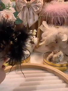 Penghantaran dari China [2025] Cakar Rambut Bulu Busur Organza Super Fairy untuk Wanita Belakang Kepala Separuh Updo Jepit Jepit Jepit Rambut Gebu 3.1