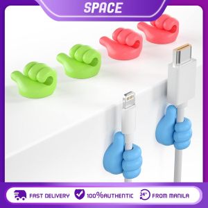 1/5/10Pcs Thumb Wall Cable Holder Creative Fun Shape Wire Clip Organizer Silicone Self-Adhesive Cable Storage Hook Cute Thumbs Up Shape Wall Hook Cable Management for Office School Desktop
