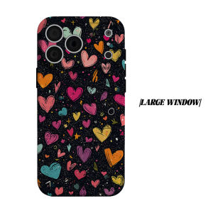 Color Heart Star Doodle Phone Case for iPhone 18 17 16 15 14 13 12 11 Air Pro Max Plus Double-layer Cover