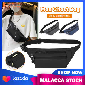Men Chest Bag Leisure Sports Waterproof Cross-Body Bag Travel Shoulder Bag Mobile Phone Bag Headphone Hole Safety Buckle Casual Bag