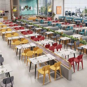 Modern Minimalist School Company Restaurant Combination Table And Chair Set Quartz Board Dining Table with Chairs Commercial Cuisine