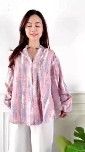 Kemeja Blouse ZARA Lengan Balon Oversize LD 120 COD - GSU