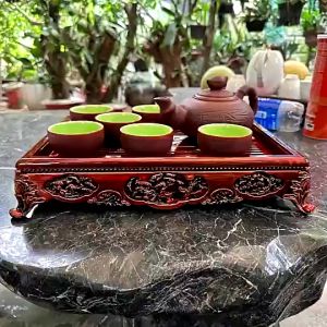 Bộ ấm chén Tử Sa Bát Tràng màu Nâu bộ tách trà gốm sứ chén lòng xanh cao cấp