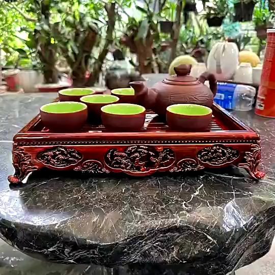 Bộ ấm chén Tử Sa Bát Tràng màu Nâu, bộ tách trà gốm sứ, chén lòng xanh ...