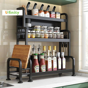 Lifinity 2/3Tiers Large Kitchen Spice Rack Condiments Rack Seasoner Rack Kitchen Organizer Shelves