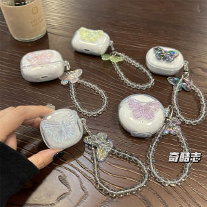 Laser Cut Butterfly Design Bluetooth Earphone Case Protective Soft Shell Crystal Bead String for Belsh M2S pro Cute Girl Heart