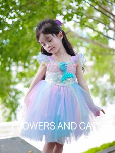 ชุดเดรสทรงหางปลาทรงเจ้าหญิงสำหรับเด็กผู้หญิง ชุดราตรี ชุดเลี้ยงลูกวันเกิด ชุดเดรสกระโปรงทรงจั๊ม ชุดเดรสแขนสั้น ชุดเดรสทรงกลม