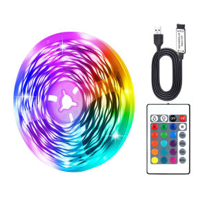 1-30M USB RGB LED Light Strip with 24 Key Remote Adjustable Color Easy Installation Bedroom Party Holiday Wedding Decorations