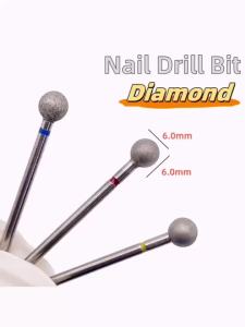 1Pcs 6.0mm Diamond Nail Drill Bit - High-Precision Ball Head for Electric Nail Machine Acrylic Manicure and Pedicure - Unscented