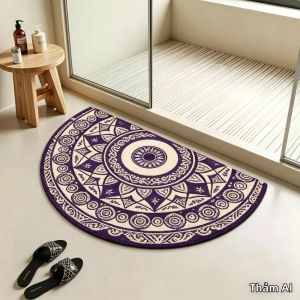 Thảm Hình Bán Nguyệt Phong Cách Địa Trung Hải VIKAMA Chống Trơn Trượt Dùng Cho Phòng Ngủ Và Phòng Tắm Trang Trí Nhà Cửa Chất Liệu Polyester Chống Phai Màu
