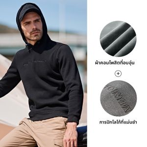 จี๊ป | เสื้อสเวตเตอร์มีฮู้ดทรงหลวมแขนยาวผ้าคอตตอนพิมพ์ลายโลโก้ปักสำหรับกลางแจ้ง เสื้อคลุมกันหนาวแบบสวมหัว อบอุ่น แฟชั่น เสื้อคลุมกันหนาว