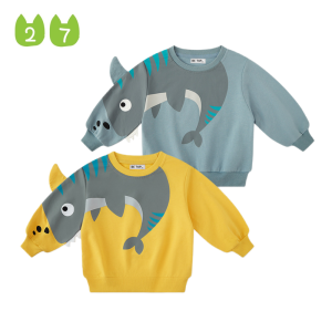 be top | Cartoon Shark Cotton Fleece Hoodie