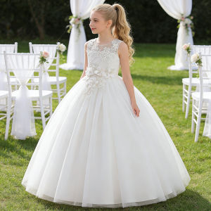 Elegant Baptism Wedding Girls Dress Fashion Tulle First Communion Princess Party Kids Dresses for Girl Bridesmaids Evening Gown