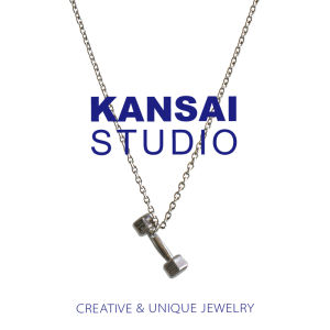 Kansai Homemade Dumbbell Titanium Steel Necklace Cool Earth Disco Jumping Mens and Womens Couple Sweater Chain Fashion Style Ins Fashion