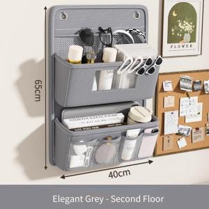Hanging Storage Organizer Bedside Shelf  Wall Door Mount Multi Purpose Oxford Fabric Hanging Bag for Space Saving Gray Beige