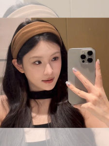 French Style Wide Edge Hairband Womens Face Washing Woolen Khaki Headband Daily Outdoor Wear Hair Clip Headwear