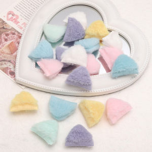 10PCS Double-Sided Plush Rabbit Ears 3x6cm Cute Plush Cat Ear Handmade Diy Material Barbecue Suit Hair Accessory Lace Trim Fashionable Jewelry Accessories Parts