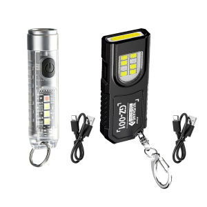 Đèn Pin Mini EDC Đèn Móc Khóa Đa Chế Độ Có Đế Từ Tính IP65 Chống Nước Type-C Đèn LED UV Đỏ Xanh Có Thể Sạc Lại
