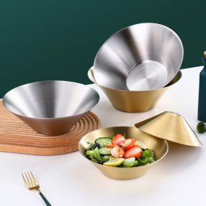 Versatile Large Surface Single Layer 304 Stainless Steel Bowl Creative Salad Plate Dry Fruit Basket V-Shaped Pasta Serving Dish