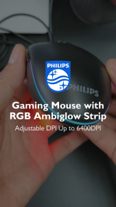 Philips Wired Gaming Mouse Momentum 3000 6400 DPI 6-Cycle Ambi-glow Backlight 6 Buttons Adjustable DPI Silent Click Smooth Scrool