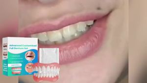 Silicone Denture Set for Upper Lower Teeth Soft Comfortable Bright White Moldable False Teeth Veneers Teeth Kit Fake Tooth Set