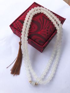 Chuỗi Vòng Tràng Hạt Mã Não Trắng 108 Hạt Dùng Đeo Tay Đeo Cổ Tụng Kinh Niệm Phật Đi Chùa