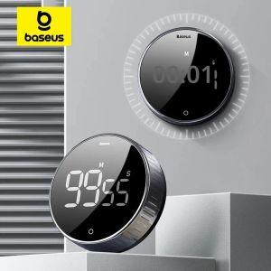 Baseus ตัวจับเวลาครัวแม่เหล็กตัวจับเวลาแบบดิจิตอลนาฬิกาปลุกนับถอยหลังด้วยตนเองตัวจับเวลาทําอาหารแบบกลไกทําอาหารฝักบัวศึกษานาฬิกาจับเวลา