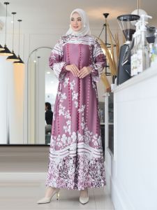 Promo Gamis Silk Premium Quality Motif TERATAI Terbaru Dress Jumbo Murah Terlaris