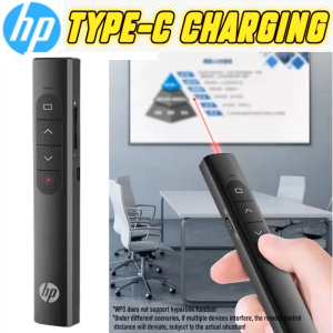 HP Wireless Laser Pointer | Presenter Pen | 100m Range & Red Laser Pointer | Hyperlink Button + USB-C Receiver