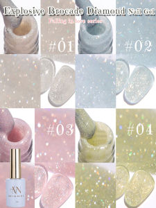 MN 1-9PCS 12ML Pink Blue White Green color series Gel Nail Polish With Explosive GlitterBrocade Diamond Gel Christmas Nails