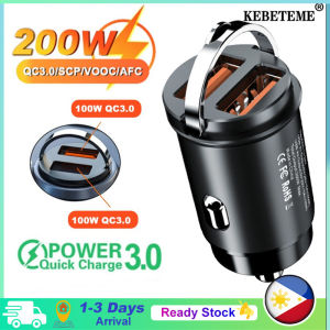 (Local Seller) KEBETEME 200W QC3.0 PD USB Super Fast Car Chargers Type C Quick Charge Adapter 100W USB C Phone Mini Charger