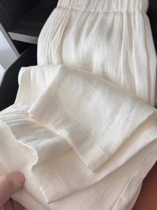 Quần Vải Lanh Cotton Trắng Cho Nam Mùa Hè Nhẹ Cao Cấp Quần Ống Rộng Quần Vải Lanh Quần Vải Polyester Quần Vải Lanh