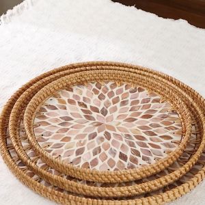 เวียดนามตะกร้าผลไม้เชลล์เปลือกหอยตะกร้าอาหารเช้าบาสเก็ตบอลยุโรปตะกร้าใส่ขนมปัง และขนมปังอบกรอบมีความคิดสร้างสรรค์ในการจัดเก็บถาดขนมปังทรงกลม