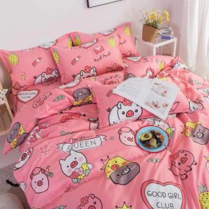 พร้อมส่ง💥ผ้าปูที่นอน||ชุดผ้าปูที่นอน (ลายหมูพิกชี่ มินิมอน)ขนาด 3|5|6 ฟุต 🛏 เนื้อผ้าคอตตอน 100% หนานุ่มนอนสบาย🏡☀️🤍