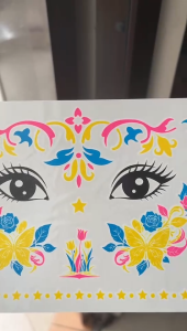 Stiker wajah fluoresens eropa baru tahan air klub malam topeng festival musik / tato wajah bercahaya / tato glow in the dark