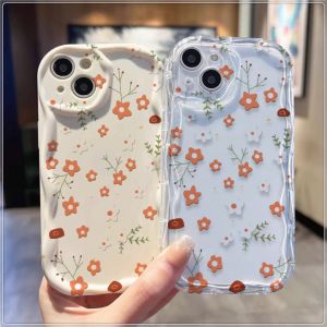 Beautiful flowers Compatible for IPhone 15 Plus 11 14 13 12 15 Pro Max XR X XS Max 15 7Plus 8plus Wavy Curved Edge