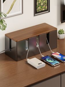 Simple Multi-Hole Cable Organizer Box Desktop Data Cable Storage Holder Dustproof Plug Strip Organizer Home Wire Arranger