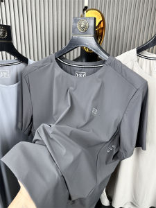 เสื้อยืดแขนสั้นผู้ชาย สไตล์สปอร์ต Ice ผ้าไหม ลำลอง Fashion Urban หลวม Fit ฤดูร้อน คอกลมบางสีทึบแห้งเร็ว