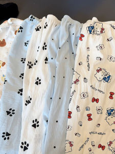 Quần Dài Thường Ngày Cho Chó Màu Trắng Bằng Cotton Quần Dài Ống Rộng Thoải Mái Cho Mùa Hè Quần Dài Ống Đứng Phong Cách Hàn Quốc