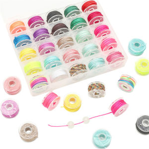 25 Rolls Box Set 72# Colorful Nylon Cord Thread 0.8mm Chinese Knot Cord Bracelet Braided String Beading Thread Strap Lanyard Tassels DIY Jewelry Making