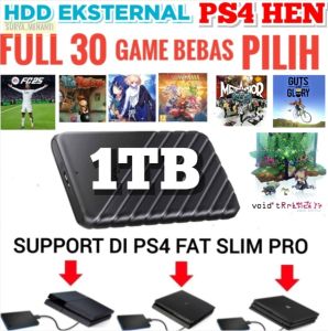 HDD HARDISK GAME PS4 HEN 1TB PLUG AND PLAY HARDDISK EXTERNAL / EKSTERNAL GAMES BEBAS PILIH