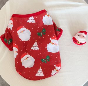 Christmas Dog Clothes Pet Cat Tshirt New Year Puppy Oufit Santa Claus Pet Costume xmas