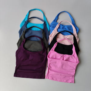 Áo Thể Thao Nữ Gợi Cảm Không Lưng Tập Gym Yoga Kiểu Crop Top Thoáng Khí Cổ Trễ Vai Áo Tập Thể Dục Chất Liệu Nylon Dệt Kim Đồ Lót