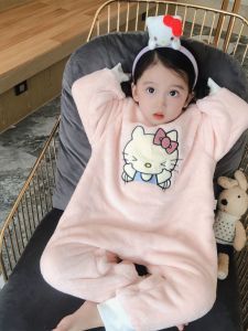 Girls Sleepwear Autumn Winter Plush Home Clothes Baby Kick-Proof Vest Underwear Personalized Design Machine Washable