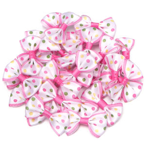 30pcs/lot Multicolor Polyester Polka Dot Hand Tied Flat Bows Ribbon Bowknot For DIY Hair Accessories Gift Wrapping Decoration