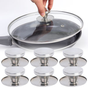 ที่จับฝาหม้อสเตนเลสสตีลสากลฝาครอบฝาหม้อแบบแก้วที่จับลูกบิดฝาหม้อวงกลมทนทานและฝาหม้อติดตั้งได้ง่ายที่แข็งแรง