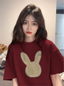 Xiaoya บ้านผ้าฝ้ายเสื้อยืดแขนสั้นสไตล์ฤดูร้อนอเมริกัน Retro หลวม Fit คู่เสื้อผ้าผู้หญิง 18-24