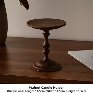 MEIWEISI | Vintage Walnut Wood Candle Stand with Bone China Ventilated Cover